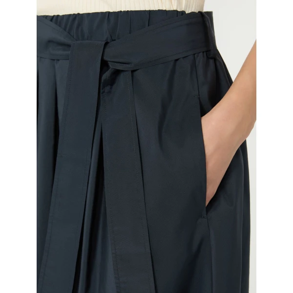 Max Mara Alpaca Pleated Cotton-Blend Taffeta Skirt in Navy | Pleated Skirts | Luxury Shoes 