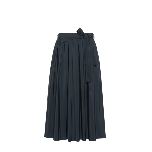 Max Mara Alpaca Pleated Cotton-Blend Taffeta Skirt in Navy | Pleated Skirts | Luxury Shoes 