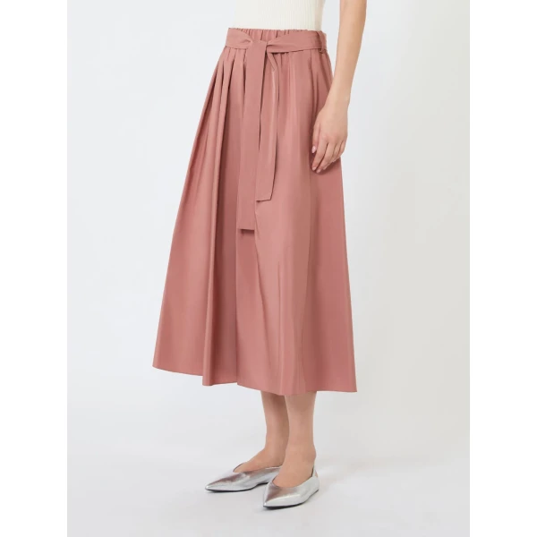 Max Mara Alpaca Pleated Cotton-Blend Taffeta Skirt in Terra Cotta | Pleated Skirts | Luxury Shoes 