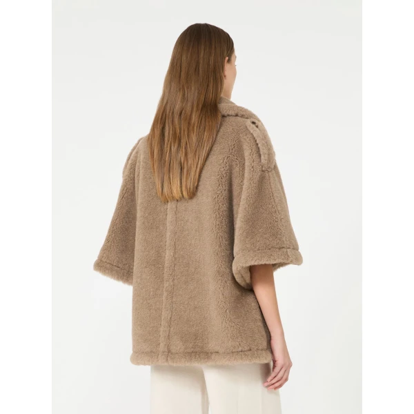 Max Mara Alpaca and Cashmere Teddy Cape in Beige Golden | Coats | Luxury Shoes 