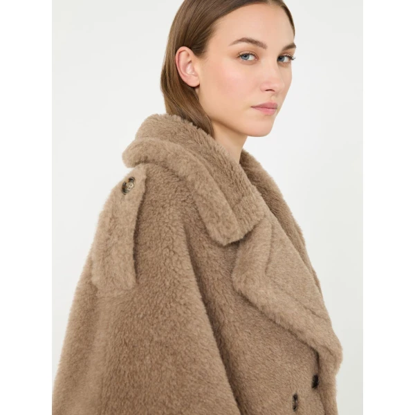 Max Mara Alpaca and Cashmere Teddy Cape in Beige Golden | Coats | Luxury Shoes 