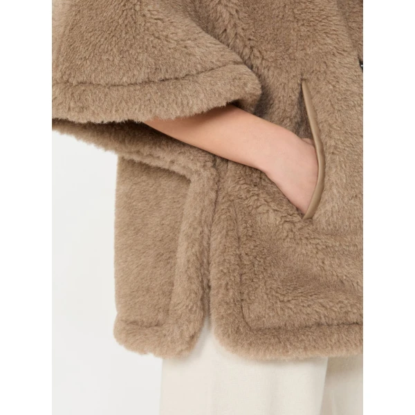 Max Mara Alpaca and Cashmere Teddy Cape in Beige Golden | Coats | Luxury Shoes 