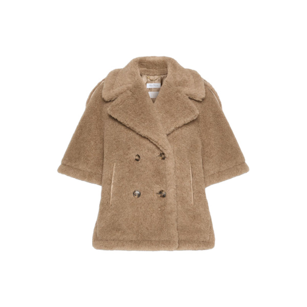 Max Mara Alpaca and Cashmere Teddy Cape in Beige Golden | Coats | Luxury Shoes 
