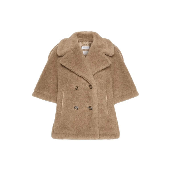 Max Mara Alpaca and Cashmere Teddy Cape in Beige Golden | Coats | Luxury Shoes 