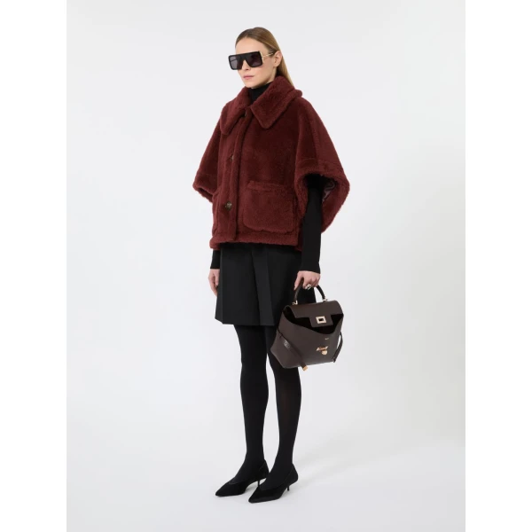 Max Mara Alpaca and Wool Teddy Boxy Cape in Rust | Coats | Luxury Shoes 