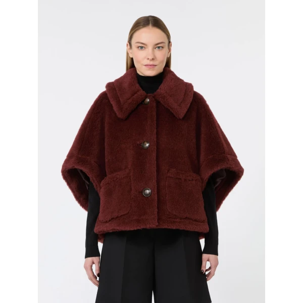 Max Mara Alpaca and Wool Teddy Boxy Cape in Rust | Coats | Luxury Shoes 