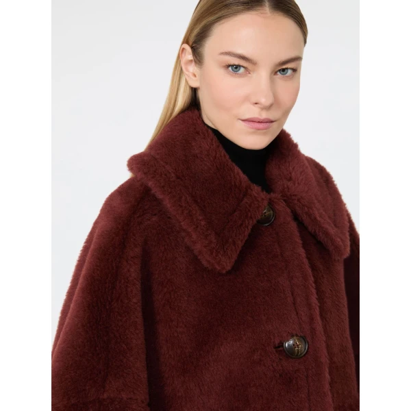 Max Mara Alpaca and Wool Teddy Boxy Cape in Rust | Coats | Luxury Shoes 