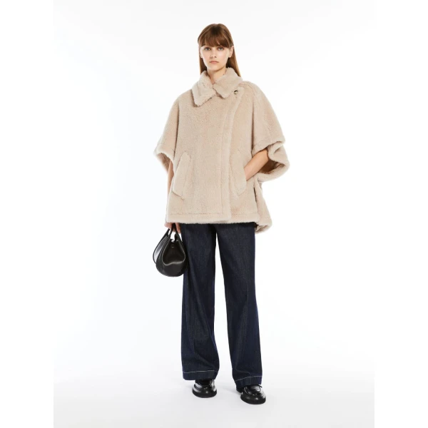Max Mara Alpaca and Wool Teddy Cape in Beige | Coats | Luxury Shoes 
