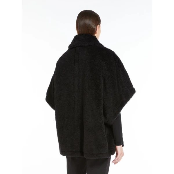 Max Mara Alpaca and Wool Teddy Cape in Black | Coats | Luxury Shoes 