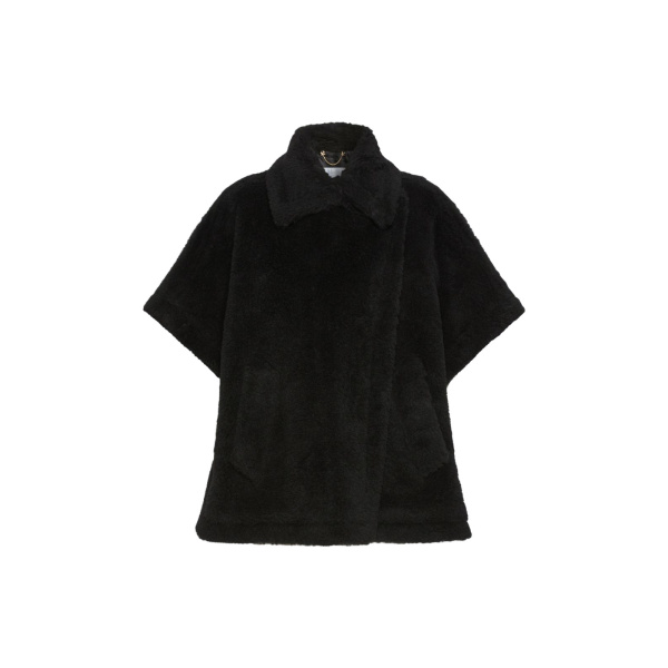 Max Mara Alpaca and Wool Teddy Cape in Black | Coats | Luxury Shoes 