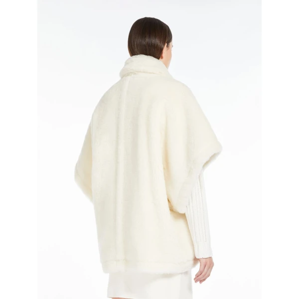 Max Mara Alpaca and Wool Teddy Cape in Optical White | Coats | Luxury Shoes 