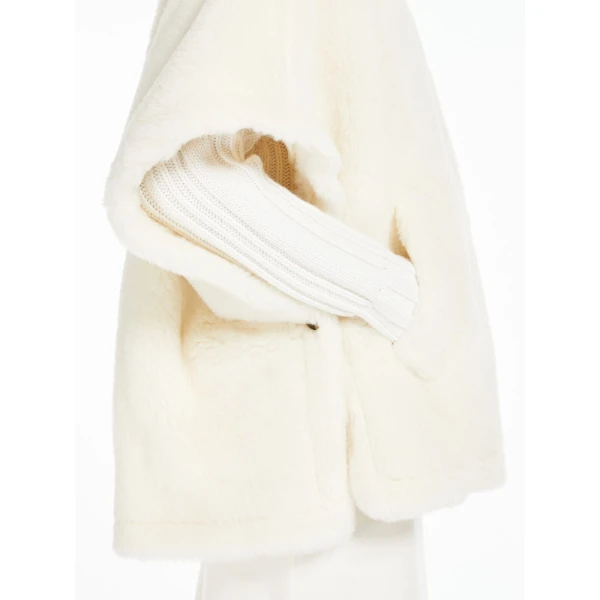 Max Mara Alpaca and Wool Teddy Cape in Optical White | Coats | Luxury Shoes 