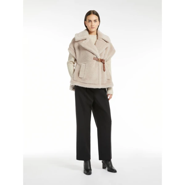 Max Mara Alpaca and Wool Teddy Gilet Cape in Beige | Coats | Luxury Shoes 
