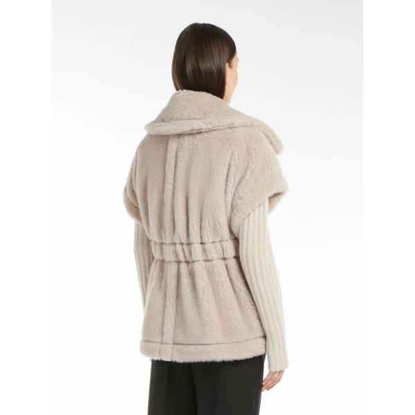 Max Mara Alpaca and Wool Teddy Gilet Cape in Beige | Coats | Luxury Shoes 