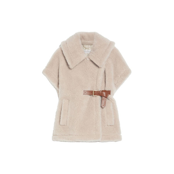 Max Mara Alpaca and Wool Teddy Gilet Cape in Beige | Coats | Luxury Shoes 