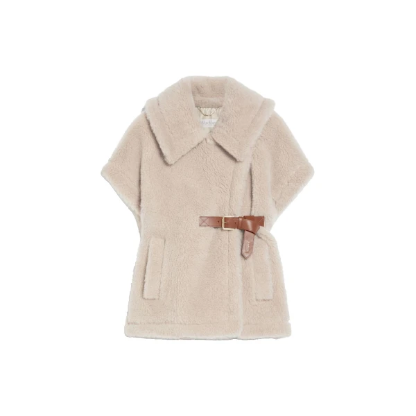 Max Mara Alpaca and Wool Teddy Gilet Cape in Beige | Coats | Luxury Shoes 