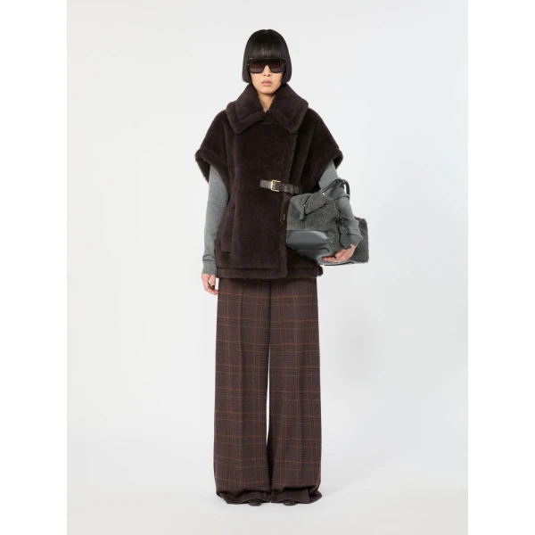 Max Mara Alpaca and Wool Teddy Gilet Cape in Brown | Coats | Luxury Shoes 