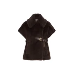 Max Mara Alpaca and Wool Teddy Gilet Cape in Brown | Coats | Luxury Shoes 
