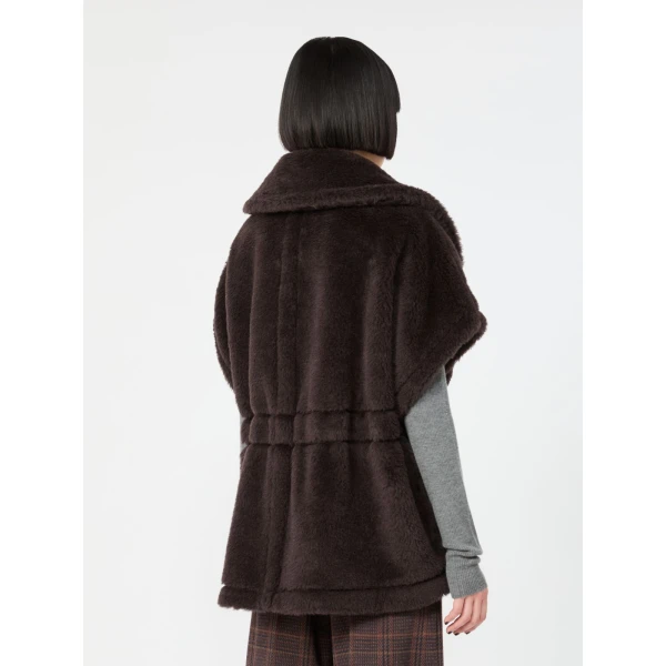Max Mara Alpaca and Wool Teddy Gilet Cape in Brown | Coats | Luxury Shoes 