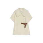 Max Mara Alpaca and Wool Teddy Gilet Cape in Optical White | Coats | Luxury Shoes 