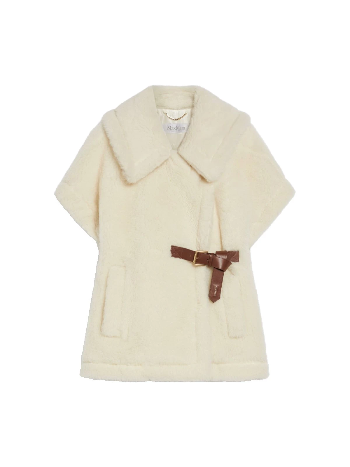 Max Mara Alpaca and Wool Teddy Gilet Cape in Optical White Max Mara Alpaca and Wool Teddy Gilet Cape in Optical White | Coats | Luxury Shoes