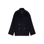 Max Mara Alpe Double-Breasted Wool Pea Coat in Navy | Wool Coat | Luxury Shoes 