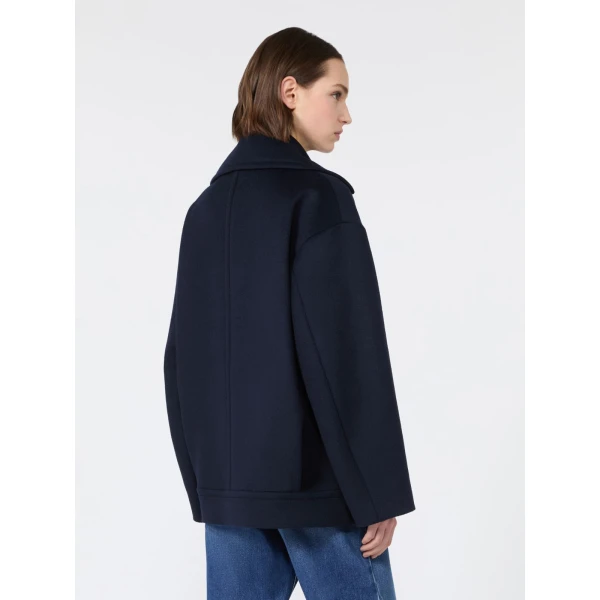Max Mara Alpe Double-Breasted Wool Pea Coat in Navy | Wool Coat | Luxury Shoes 