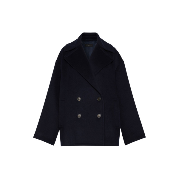 Max Mara Alpe Double-Breasted Wool Pea Coat in Navy | Wool Coat | Luxury Shoes 