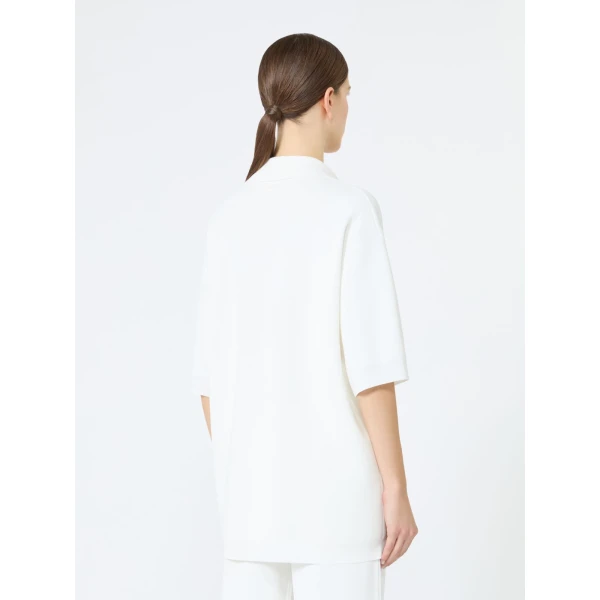 Max Mara Alpino Long Viscose Crepe Sweater in White | Sweaters | Luxury Shoes 