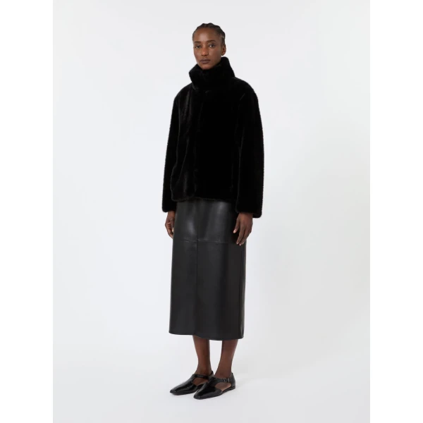 Max Mara Amaca Coated Jersey Pencil Skirt in Black | Pencil Skirts | Luxury Shoes 