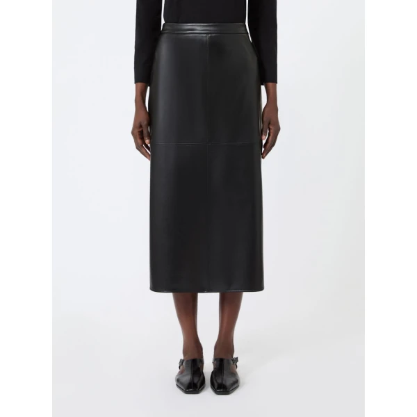Max Mara Amaca Coated Jersey Pencil Skirt in Black | Pencil Skirts | Luxury Shoes 