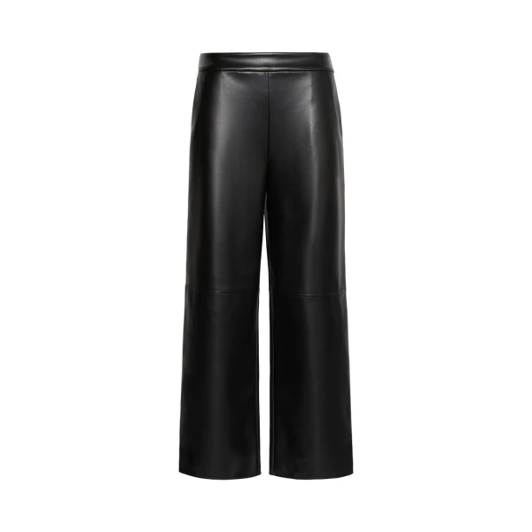 Max Mara Amati Coated Jersey Straight-Leg Trousers in Black | Tailored pants | Luxury Shoes 