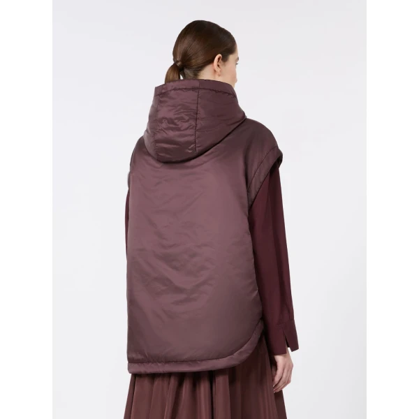 Max Mara Ambra Padded Hooded Water-Repellent Gilet in Bordeaux | Vests | Luxury Shoes 