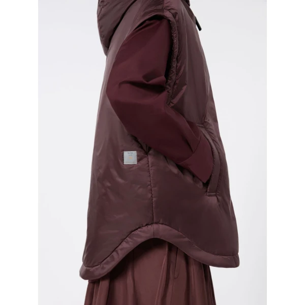 Max Mara Ambra Padded Hooded Water-Repellent Gilet in Bordeaux | Vests | Luxury Shoes 