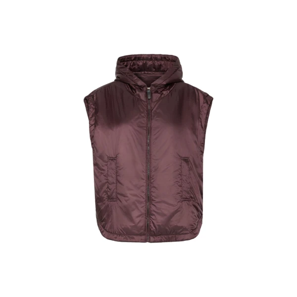Max Mara Ambra Padded Hooded Water-Repellent Gilet in Bordeaux | Vests | Luxury Shoes 