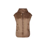 Max Mara Ambra Padded Hooded Water-Repellent Gilet in Mud | Vests | Luxury Shoes 