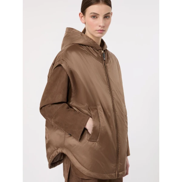 Max Mara Ambra Padded Hooded Water-Repellent Gilet in Mud | Vests | Luxury Shoes 
