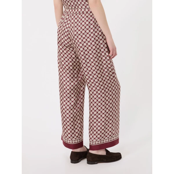Max Mara Amelia Printed Silk Twill Drawstring Trousers in Bordeaux | Tailored pants | Luxury Shoes 