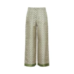 Max Mara Amelia Printed Silk Twill Drawstring Trousers in Khaki | Tailored pants | Luxury Shoes 