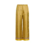 Max Mara Amelia Printed Silk Twill Drawstring Trousers in Yellow | Tailored pants | Luxury Shoes 