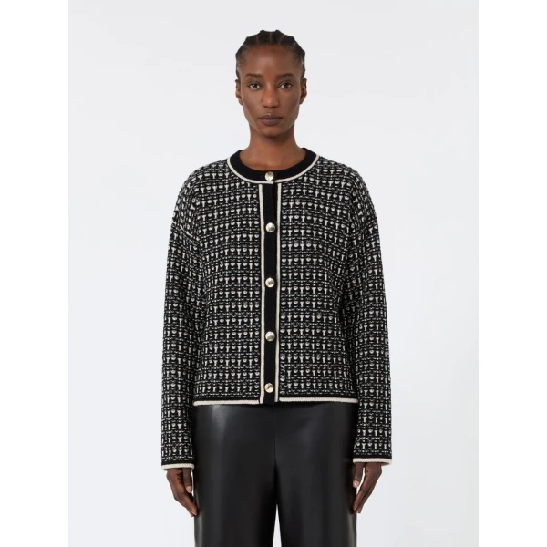 Max Mara Amico Boxy Wool and Cashmere Cardigan in Black | Cardigan | Luxury Shoes 