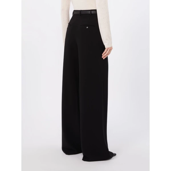 Max Mara Amico Wide-Leg Cady Trousers in Black | Wide leg pants | Luxury Shoes 