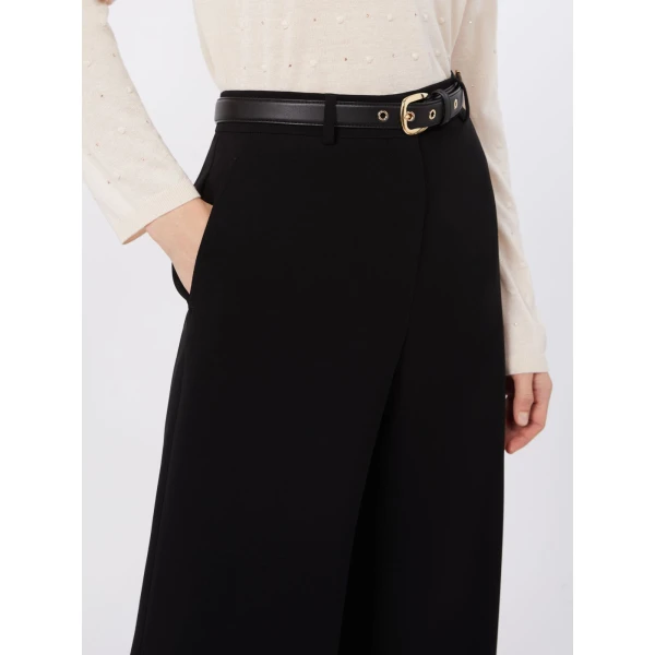 Max Mara Amico Wide-Leg Cady Trousers in Black | Wide leg pants | Luxury Shoes 
