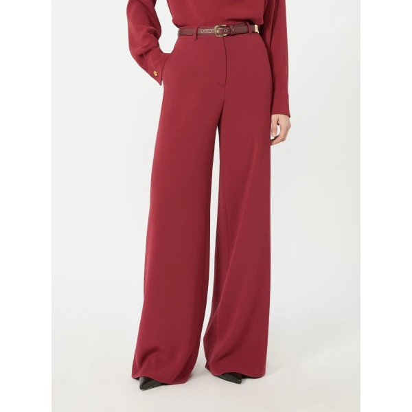 Max Mara Amico Wide-Leg Cady Trousers in Ruby | Wide leg pants | Luxury Shoes 