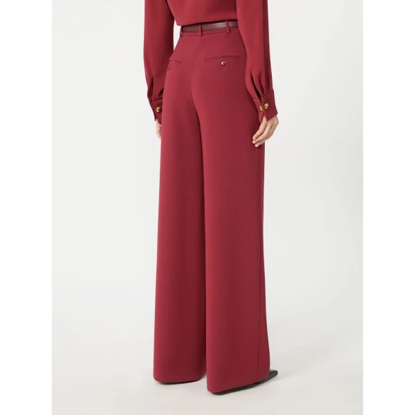 Max Mara Amico Wide-Leg Cady Trousers in Ruby | Wide leg pants | Luxury Shoes 