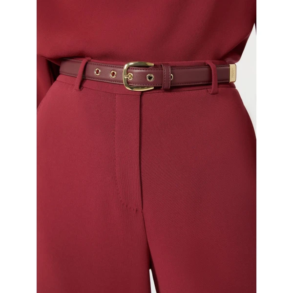 Max Mara Amico Wide-Leg Cady Trousers in Ruby | Wide leg pants | Luxury Shoes 