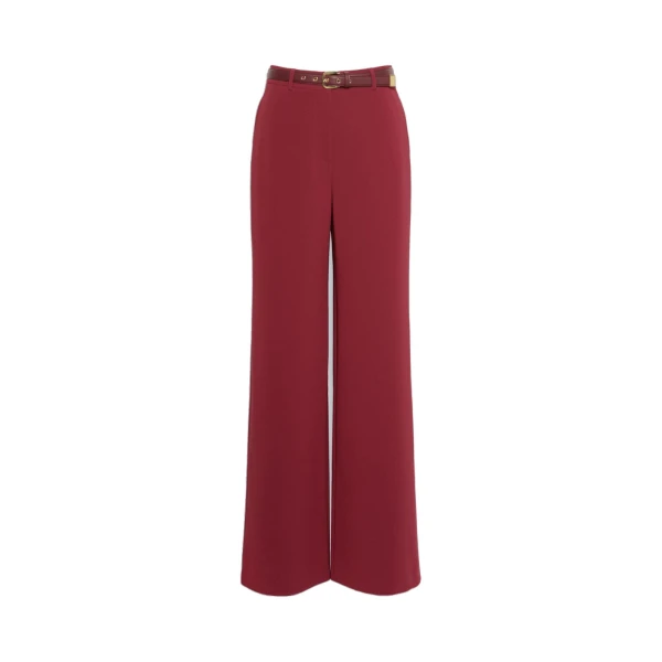 Max Mara Amico Wide-Leg Cady Trousers in Ruby | Wide leg pants | Luxury Shoes 