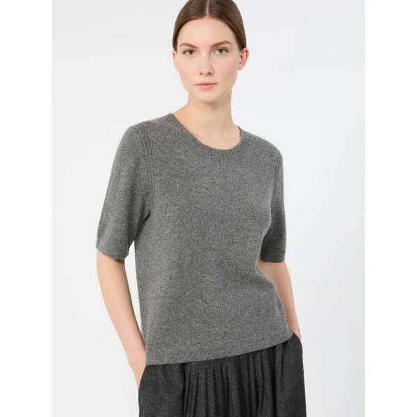 Max Mara Ananas Short Sleeved Cashmere Jumper in Dark Grey | Sweaters | Luxury Shoes 