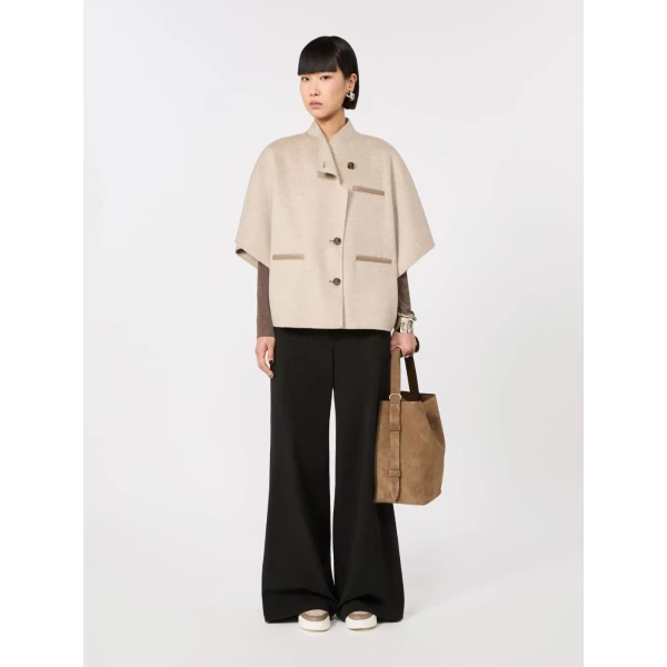 Max Mara Andalo Lightweight Cashmere Cape in Stone Grey | Coats | Luxury Shoes 