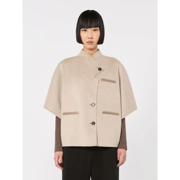 Max Mara Andalo Lightweight Cashmere Cape in Stone Grey | Coats | Luxury Shoes 